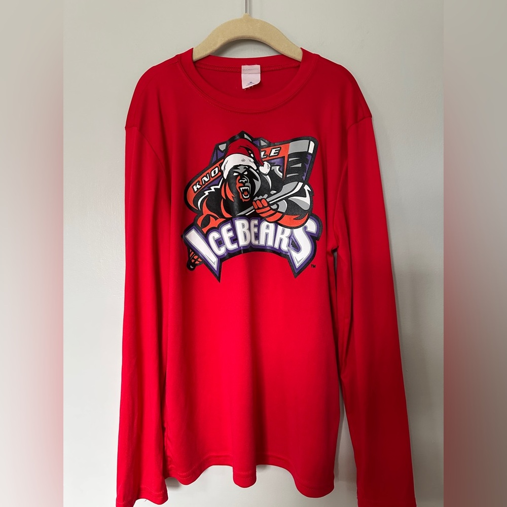 Knoxville Hockey Ice Bears Christmas Long Sleeve Sport Tee - Youth Size Medium M